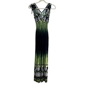 CHAMELEON Women's L Printed Ombre Floral Babydoll Y2k Fairy Smock Midi Dress